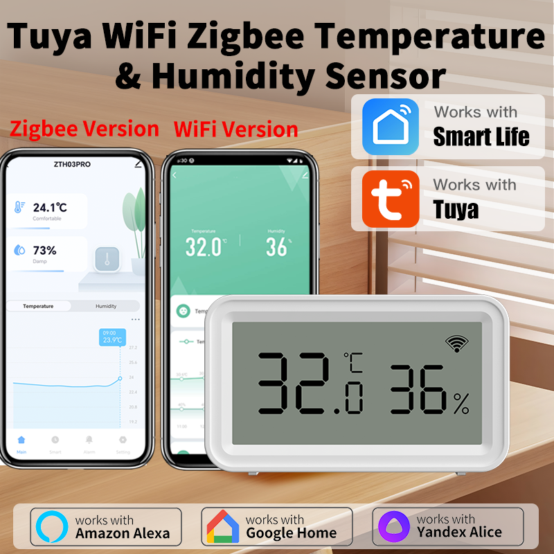 Tuya Zigbee WiFi Thermometer H - مراجعة Temperature Humidity Sensor وسعره