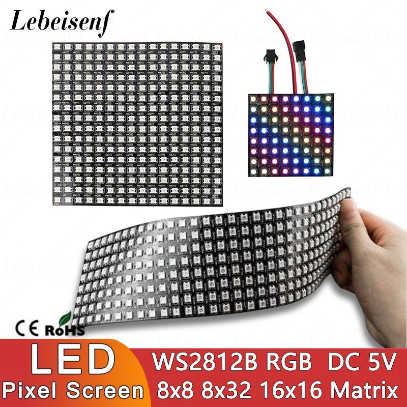 LED Digital Pixels Screen WS28 - مراجعة Rgb Led Matrix 8X8 وسعره