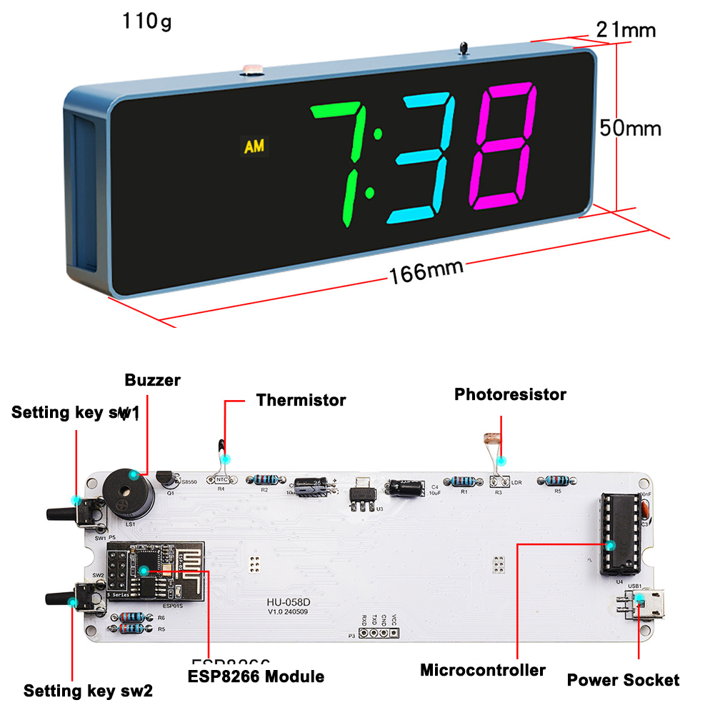 ESP8266 IoT Colorful WiFi Cloc - مراجعة Home Automation Diy وسعره