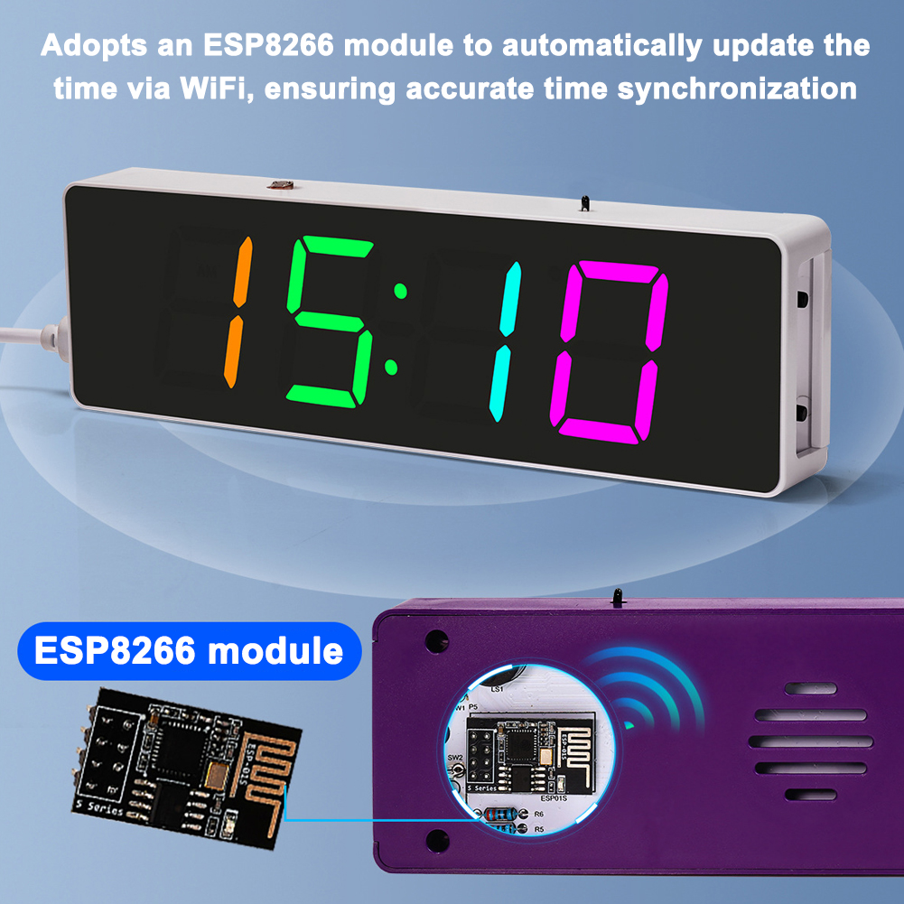 ESP8266 IoT Colorful WiFi Cloc - مراجعة Home Automation Diy وسعره