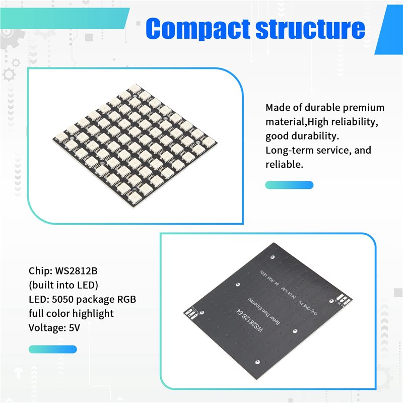 AT82-WS2812 LED 5050 RGB 8X8 L - مراجعة Rgb Led Matrix 8X8 وسعره