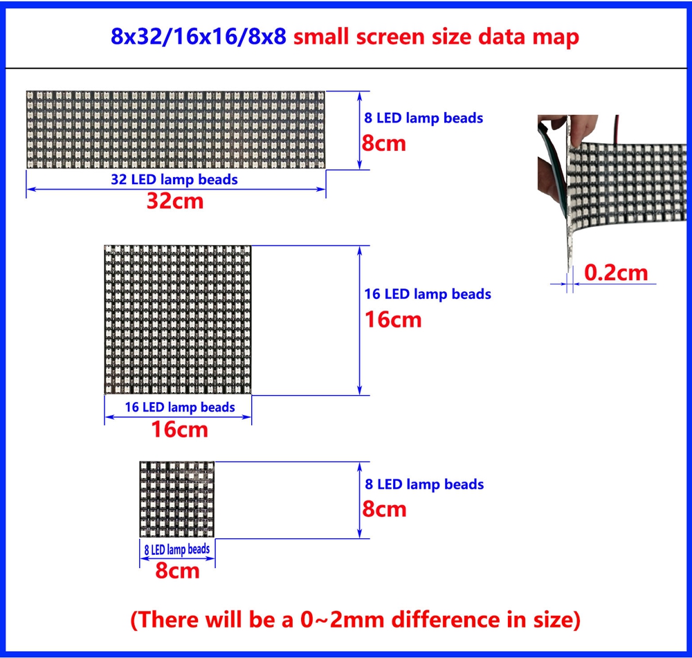DC5V WS2812B 8*8 16*16 8*32 Fl - مراجعة Rgb Led Matrix 8X8 وسعره