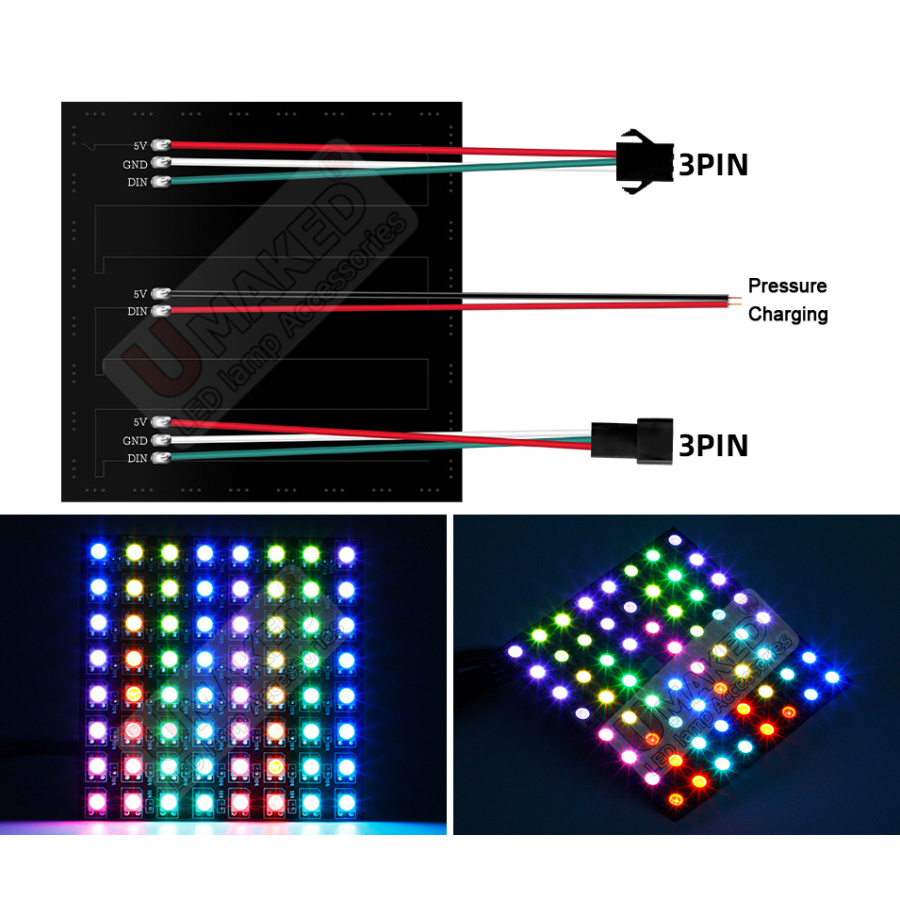 2pcs WS2812B Individually Addr - مراجعة Rgb Led Matrix 8X8 وسعره