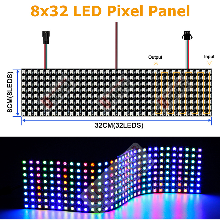 2pcs WS2812B Individually Addr - مراجعة Rgb Led Matrix 8X8 وسعره