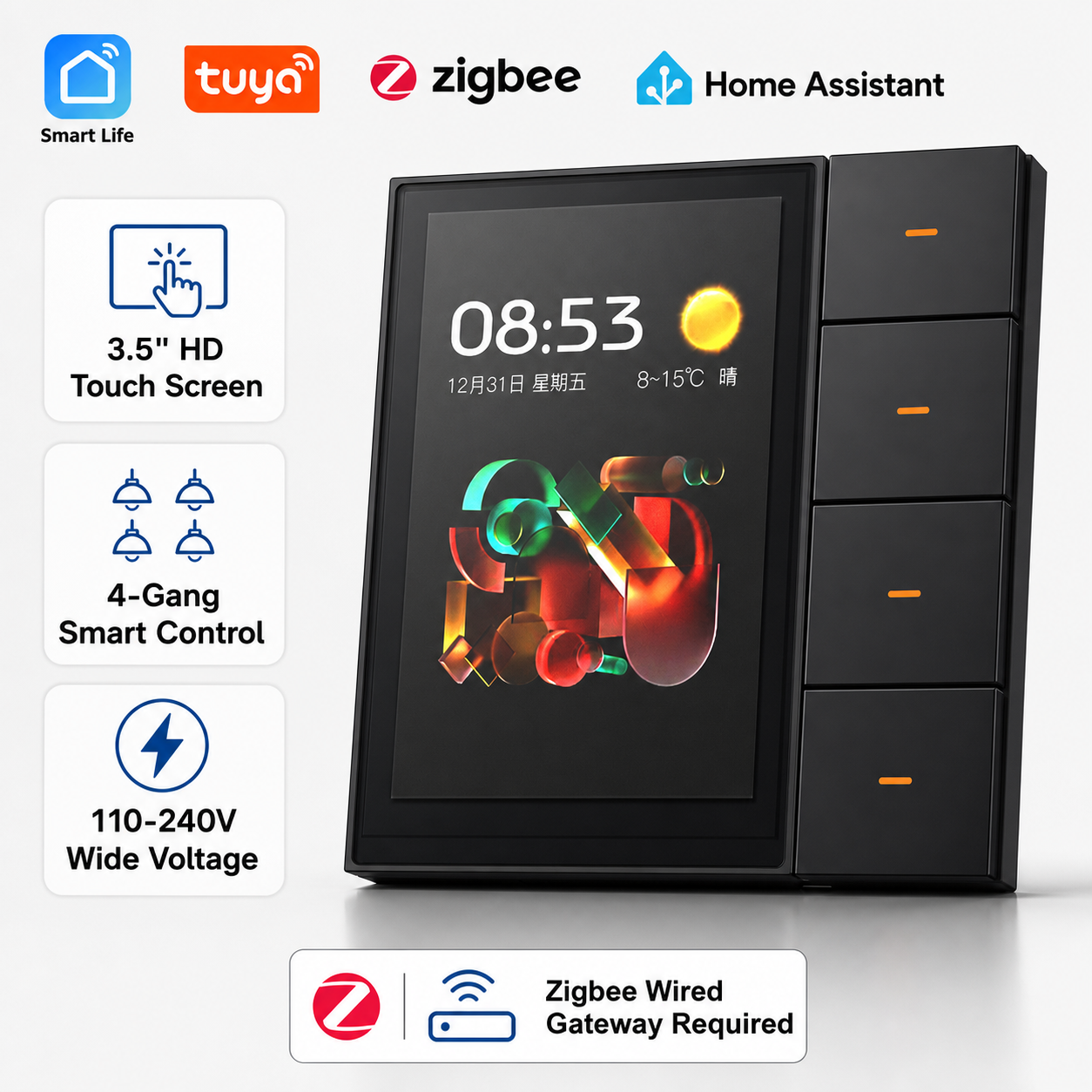 F3-pro Tuya Smart Panel ZigBee - مراجعة Home Automation Ideas وسعره