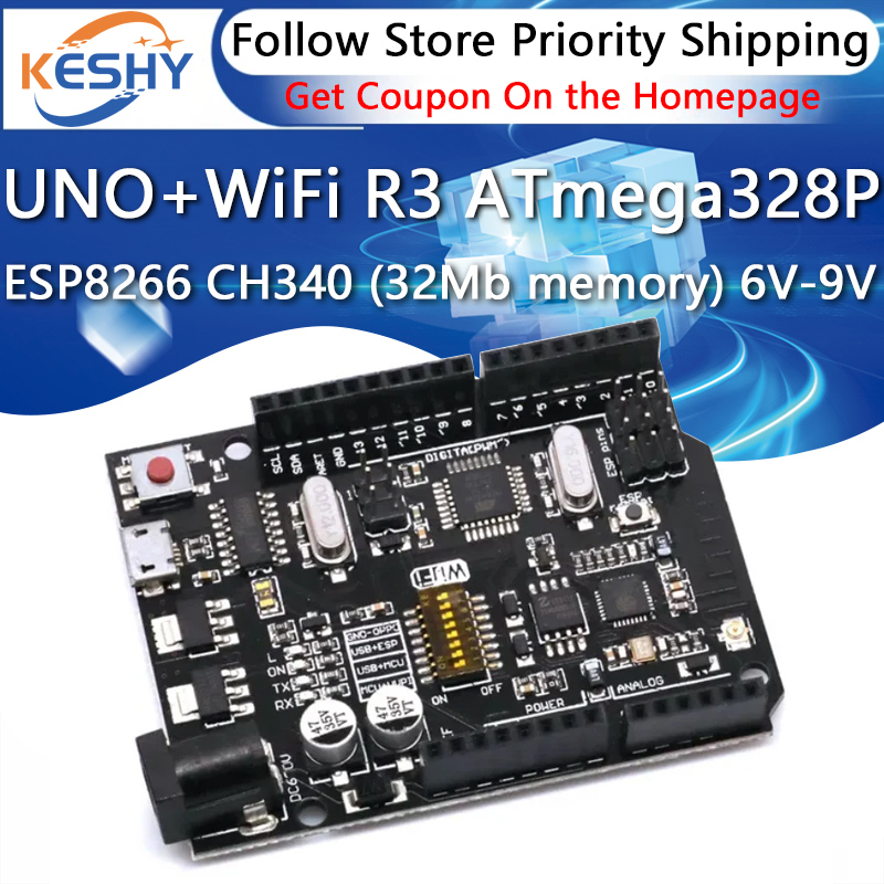 UNO+WiFi R3 ATmega328P+ESP8266 - مراجعة Esp8266 Nodemcu Board وسعره