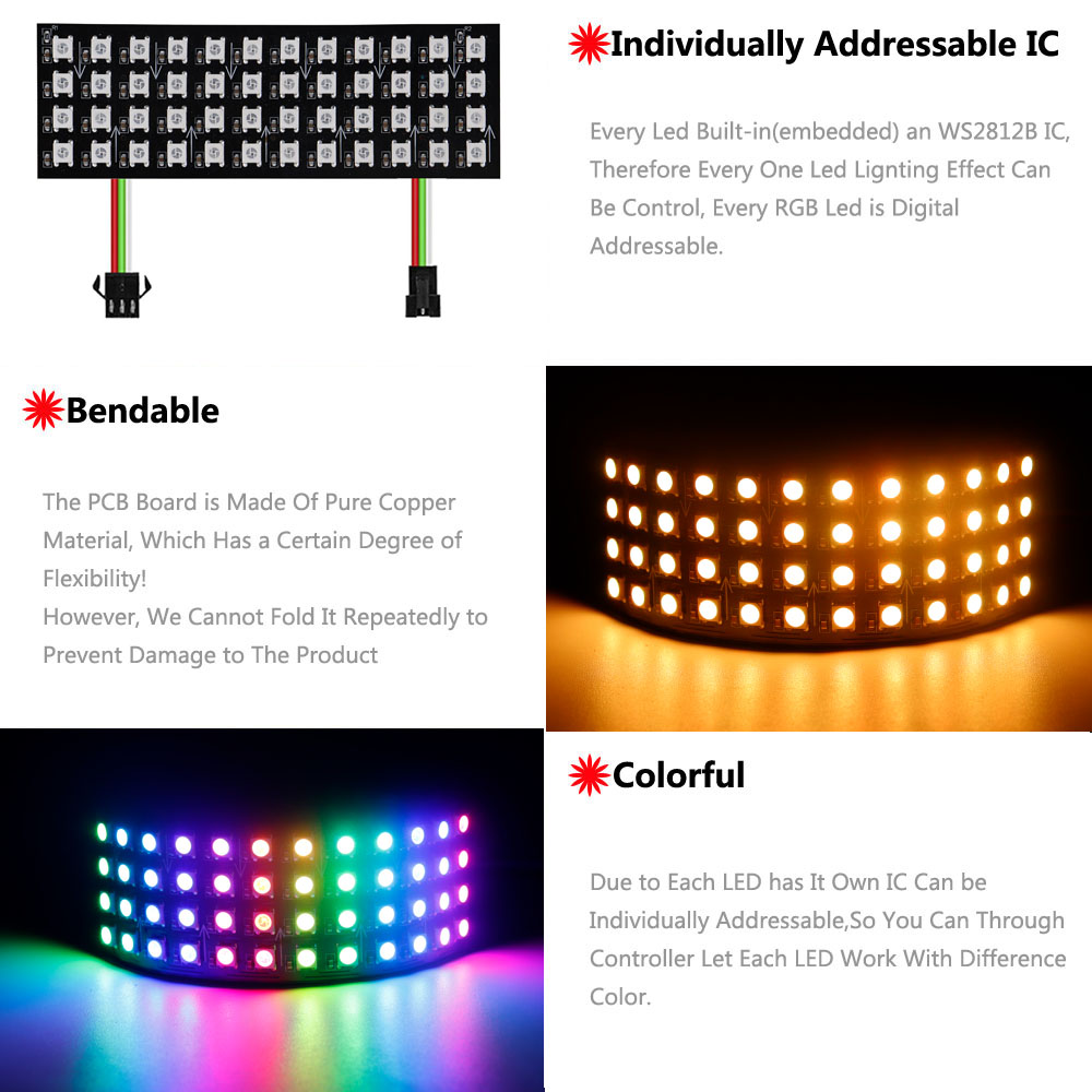 DC5V WS2812B RGB LED Panel Scr - مراجعة Rgb Led Matrix 8X8 وسعره